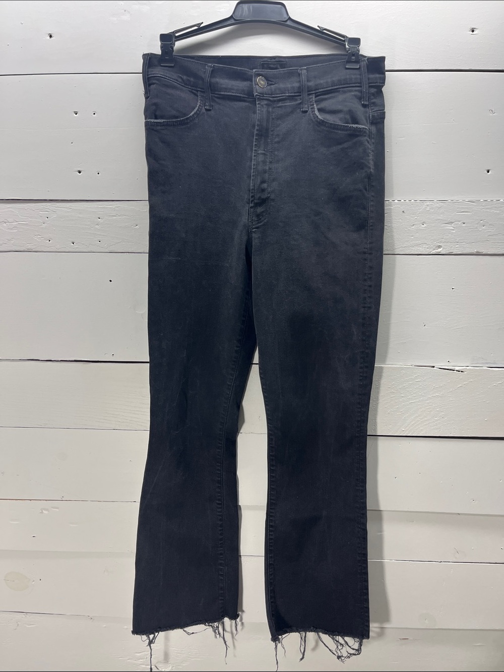 MOTHER Hustler Ankle Fray Not Guilty Black Jeans SIZE 29